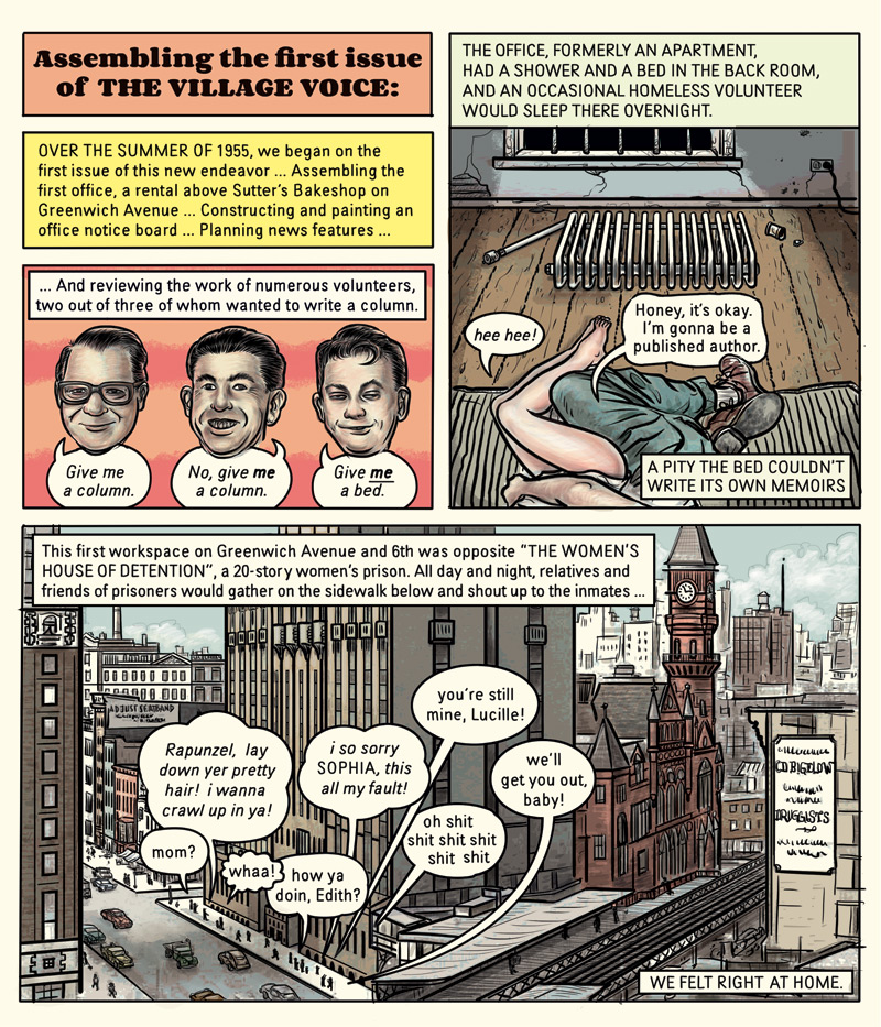 Assembling the first issue of the Village Voice